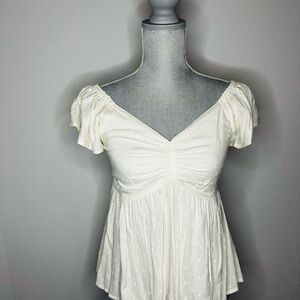 Japna Cream Ruched Blouse Size Small